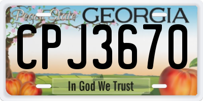 GA license plate CPJ3670