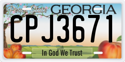 GA license plate CPJ3671