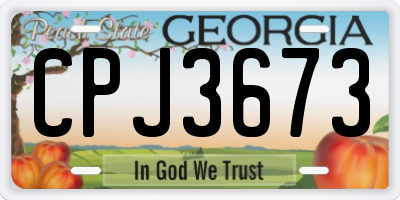 GA license plate CPJ3673