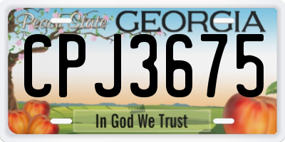 GA license plate CPJ3675