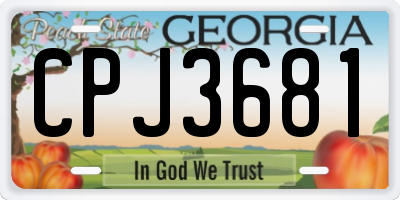 GA license plate CPJ3681