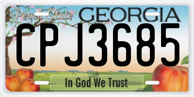 GA license plate CPJ3685