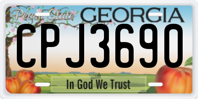GA license plate CPJ3690