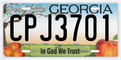 GA license plate CPJ3701