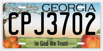 GA license plate CPJ3702