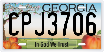 GA license plate CPJ3706