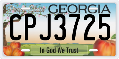 GA license plate CPJ3725