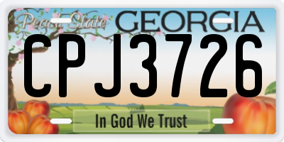 GA license plate CPJ3726
