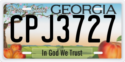 GA license plate CPJ3727