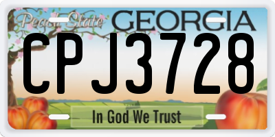 GA license plate CPJ3728