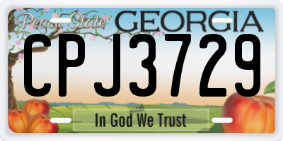 GA license plate CPJ3729