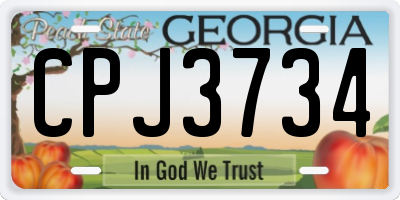 GA license plate CPJ3734