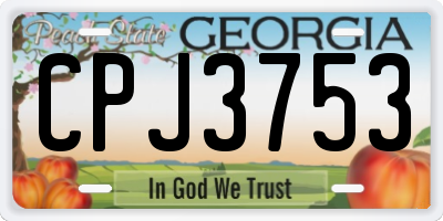 GA license plate CPJ3753