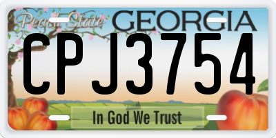 GA license plate CPJ3754