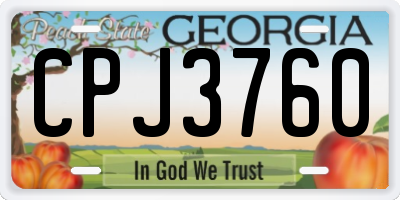 GA license plate CPJ3760