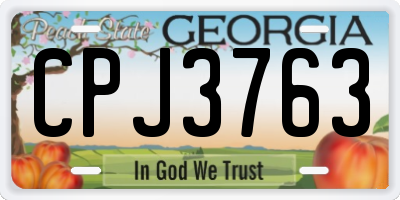 GA license plate CPJ3763