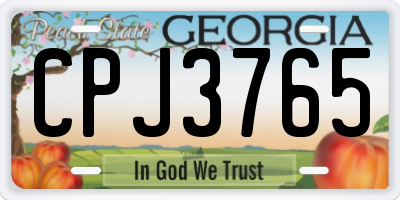 GA license plate CPJ3765