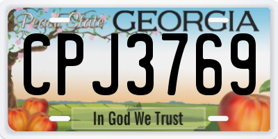 GA license plate CPJ3769