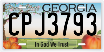 GA license plate CPJ3793