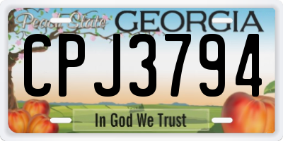 GA license plate CPJ3794