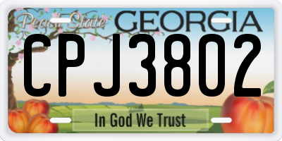 GA license plate CPJ3802