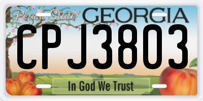 GA license plate CPJ3803