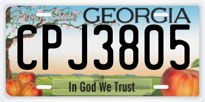 GA license plate CPJ3805