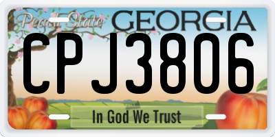 GA license plate CPJ3806