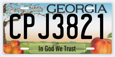 GA license plate CPJ3821