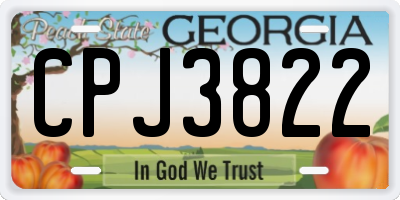 GA license plate CPJ3822