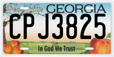 GA license plate CPJ3825