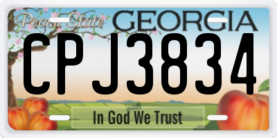 GA license plate CPJ3834