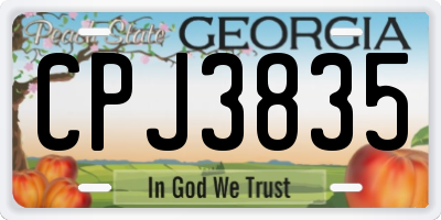 GA license plate CPJ3835