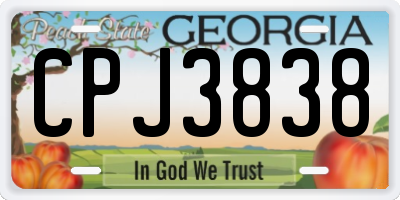 GA license plate CPJ3838