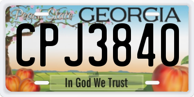 GA license plate CPJ3840