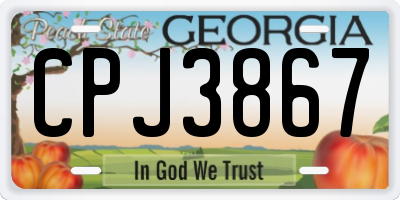 GA license plate CPJ3867