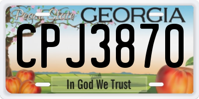 GA license plate CPJ3870