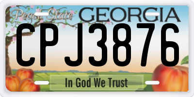 GA license plate CPJ3876