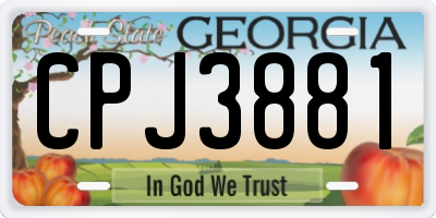 GA license plate CPJ3881
