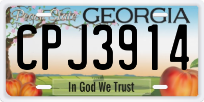 GA license plate CPJ3914