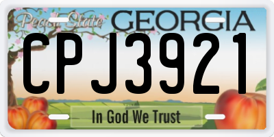 GA license plate CPJ3921