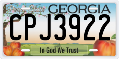 GA license plate CPJ3922