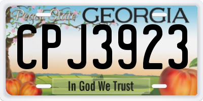 GA license plate CPJ3923