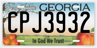 GA license plate CPJ3932