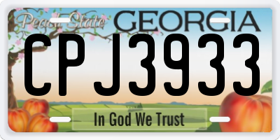 GA license plate CPJ3933