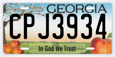 GA license plate CPJ3934