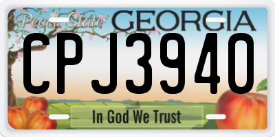 GA license plate CPJ3940
