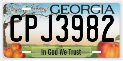 GA license plate CPJ3982