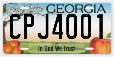 GA license plate CPJ4001