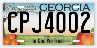 GA license plate CPJ4002
